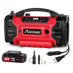 Avid Power Tire Inflator Portable Air compressor, 3 Power Source (110V AC,12V DC, 20V Battery), Car Air Pump w/Inflation & Deflation Modes, Triple Power Tire Inflator w/Dual... Avid Power Tire Inflator Portable Air compressor, 3 Power Source (110V AC,12V DC, 20V Battery), Car Air Pump w/Inflation & Deflation Modes, Triple Power Tire Inflator w/Dual...