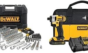DEWALT 205-Piece Mechanics Tool Set & 20V MAX Cordless Drill & Impact Driver Combo Kit with 2 Batteries and Charger, Yellow/Black DEWALT 205-Piece Mechanics Tool Set & 20V MAX Cordless Drill & Impact Driver Combo Kit with 2 Batteries and Charger, Yellow/Black