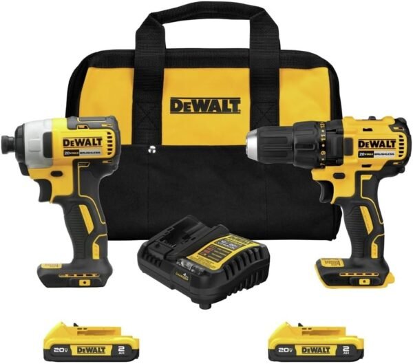 DEWALT 20V MAX Cordless Drill, Impact Driver, 2-Tool Power Tool Combo Kit, Brushless Power Tool Set with 2 Batteries and Charger Included (DCK277D2) DEWALT 20V MAX Cordless Drill, Impact Driver, 2-Tool Power Tool Combo Kit, Brushless Power Tool Set with 2 Batteries and Charger Included (DCK277D2)
