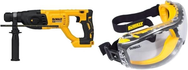 DEWALT 20V MAX XR Rotary Hammer Drill, D-Handle, 1-Inch, Tool Only with w/Safety Goggle (DCH133B & DPG82-11C) DEWALT 20V MAX XR Rotary Hammer Drill, D-Handle, 1-Inch, Tool Only with w/Safety Goggle (DCH133B & DPG82-11C)