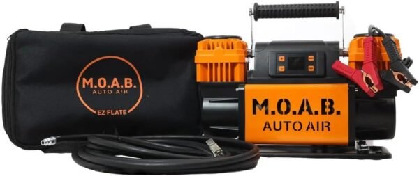 EZ FLATE M.O.A.B. Auto Air Compressor w/LCD Display, Set Target Pressure, dual air compressor, 10.6 CFM Offroad Air Compressor 4x4, 150 PSI, Inflator With Pressure Gauge EZ FLATE M.O.A.B. Auto Air Compressor w/LCD Display, Set Target Pressure, dual air compressor, 10.6 CFM Offroad Air Compressor 4x4, 150 PSI, Inflator With Pressure Gauge