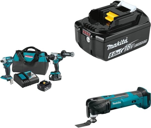 Makita XT288T 18V LXT Lithium-Ion Brushless Cordless 2-Pc. Combo Kit (5.0Ah), BL1860B 18V LXT Lithium-Ion 6.0Ah Battery, and XMT03Z 18V LXT Lithium-Ion Cordless Oscillating... Makita XT288T 18V LXT Lithium-Ion Brushless Cordless 2-Pc. Combo Kit (5.0Ah), BL1860B 18V LXT Lithium-Ion 6.0Ah Battery, and XMT03Z 18V LXT Lithium-Ion Cordless Oscillating...