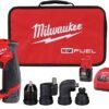 Milwaukee 2505-22 M12 Fuel Installation Drill/Driver Kit, Compact, Forward/Reverse Switch, Keyless Chuck, LED Light, Variable Speed