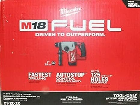 Milwaukee 2912-20 M18 Fuel 18V 1" Sds Plus Brushless Rotary Hammer Milwaukee 2912-20 M18 Fuel 18V 1" Sds Plus Brushless Rotary Hammer