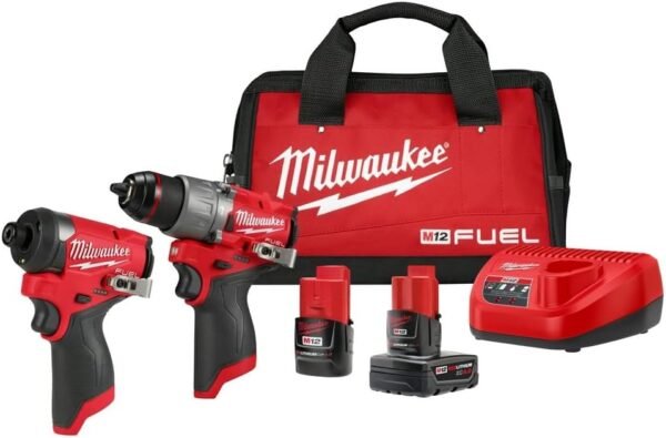 Milwaukee M12 FUEL 12-Volt Lithium-Ion Brushless Cordless Hammer Drill and Impact Driver Combo Kit w/2 Batteries and Bag (2-Tool) Milwaukee M12 FUEL 12-Volt Lithium-Ion Brushless Cordless Hammer Drill and Impact Driver Combo Kit w/2 Batteries and Bag (2-Tool)