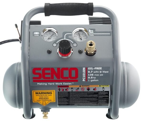 Senco PC1010N 1/2 Hp Finish & Trim Portable Hot Dog Compressor, Grey Senco PC1010N 1/2 Hp Finish & Trim Portable Hot Dog Compressor, Grey