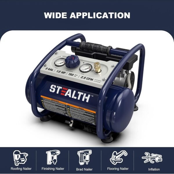 Stealth Air Compressor Review Portable 3 Gallon Quiet Oil-Free Power Tool Stealth Air Compressor Review Portable 3 Gallon Quiet Oil-Free Power Tool