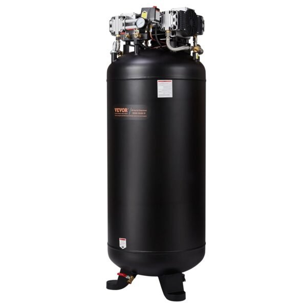 VEVOR 80 Gallon Air Compressor, 2-Stage 145PSI Oil Free Stationary Compressor Tank, 6.5HP 15.5SCFM@90 PSI, Quiet Compressor for Industrial Manufacturing, Workshops (220V/60Hz... VEVOR 80 Gallon Air Compressor, 2-Stage 145PSI Oil Free Stationary Compressor Tank, 6.5HP 15.5SCFM@90 PSI, Quiet Compressor for Industrial Manufacturing, Workshops (220V/60Hz...