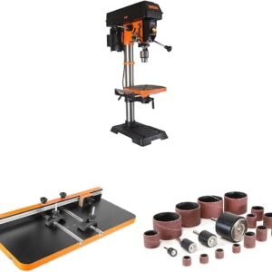 WEN 4214T 5-Amp 12-Inch Variable Speed Cast Iron Benchtop Drill Press & 24-by-12-Inch Drill Press Table & WEN DS164 20-Piece Sanding Drum Kit for Drill Presses and Power Drills WEN 4214T 5-Amp 12-Inch Variable Speed Cast Iron Benchtop Drill Press & 24-by-12-Inch Drill Press Table & WEN DS164 20-Piece Sanding Drum Kit for Drill Presses and Power Drills